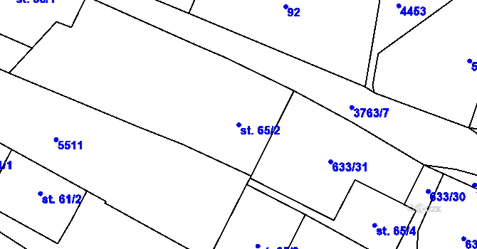 Parcela st. 65/2 v KÚ Klíčov u Mrákova, Katastrální mapa