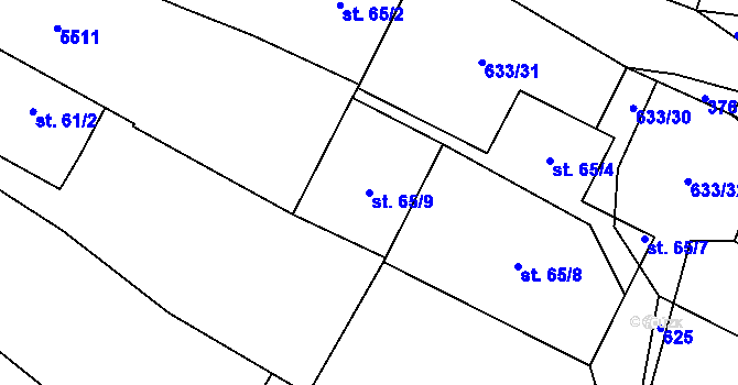 Parcela st. 65/9 v KÚ Klíčov u Mrákova, Katastrální mapa