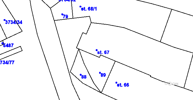Parcela st. 67 v KÚ Klíčov u Mrákova, Katastrální mapa