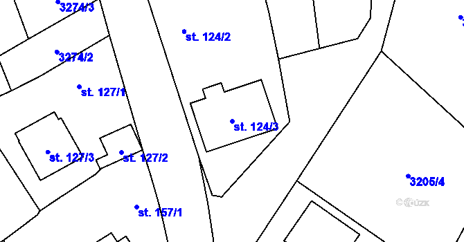 Parcela st. 124/3 v KÚ Klíčov u Mrákova, Katastrální mapa