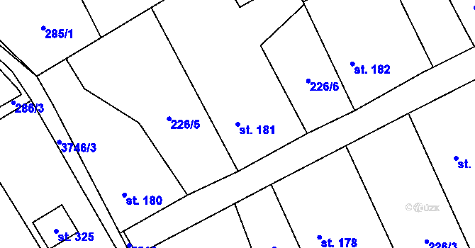 Parcela st. 181 v KÚ Klíčov u Mrákova, Katastrální mapa