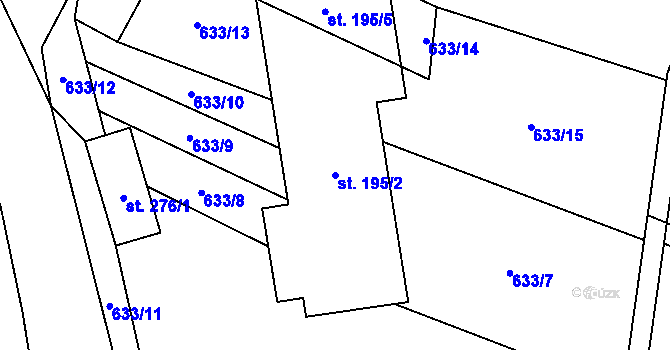 Parcela st. 195/2 v KÚ Klíčov u Mrákova, Katastrální mapa