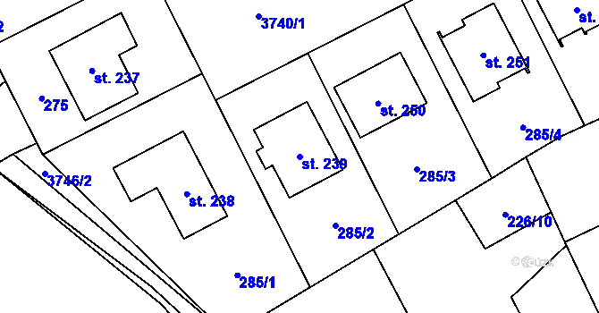 Parcela st. 239 v KÚ Klíčov u Mrákova, Katastrální mapa