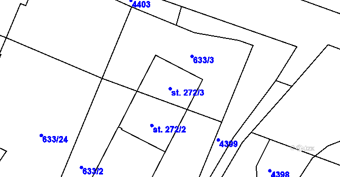 Parcela st. 272/3 v KÚ Klíčov u Mrákova, Katastrální mapa