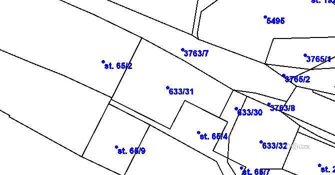 Parcela st. 633/31 v KÚ Klíčov u Mrákova, Katastrální mapa