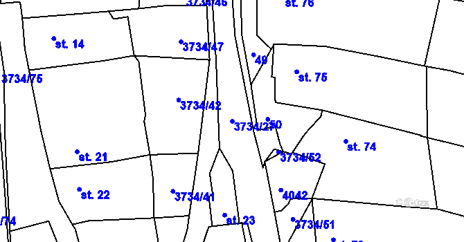 Parcela st. 3734/27 v KÚ Klíčov u Mrákova, Katastrální mapa