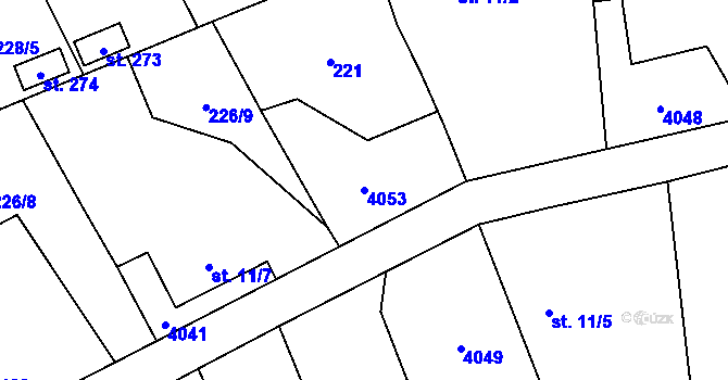 Parcela st. 4053 v KÚ Klíčov u Mrákova, Katastrální mapa