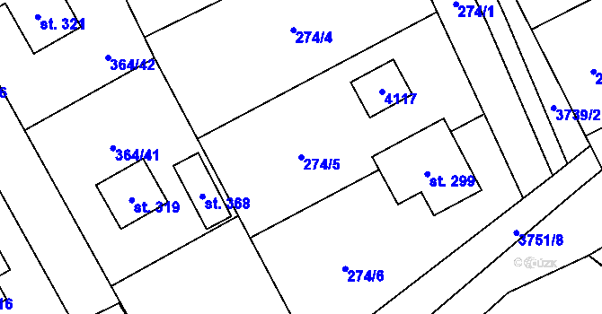 Parcela st. 274/5 v KÚ Klíčov u Mrákova, Katastrální mapa