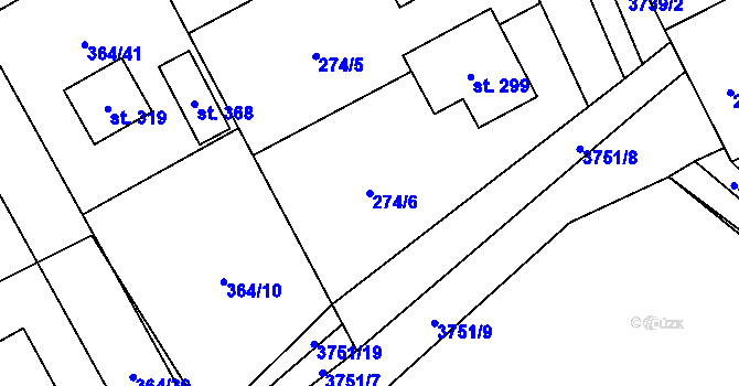 Parcela st. 274/6 v KÚ Klíčov u Mrákova, Katastrální mapa