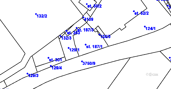 Parcela st. 187/1 v KÚ Klíčov u Mrákova, Katastrální mapa
