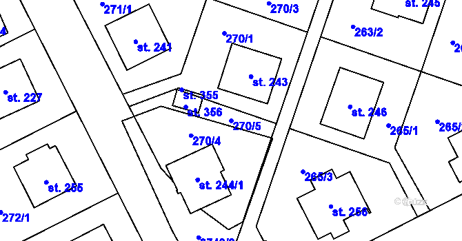 Parcela st. 270/5 v KÚ Klíčov u Mrákova, Katastrální mapa