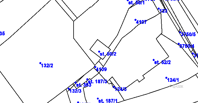 Parcela st. 50/2 v KÚ Klíčov u Mrákova, Katastrální mapa