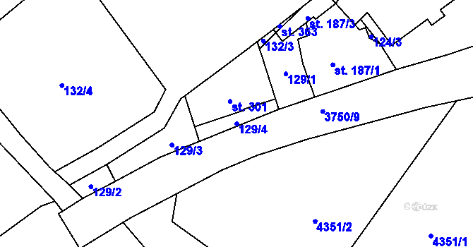 Parcela st. 129/4 v KÚ Klíčov u Mrákova, Katastrální mapa