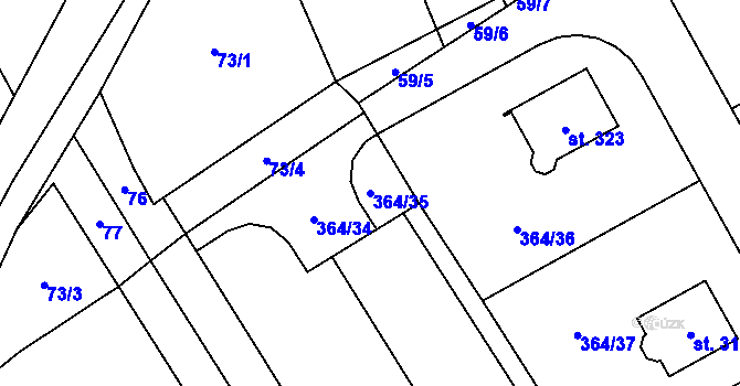 Parcela st. 364/35 v KÚ Klíčov u Mrákova, Katastrální mapa
