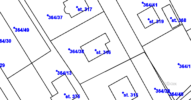 Parcela st. 316 v KÚ Klíčov u Mrákova, Katastrální mapa