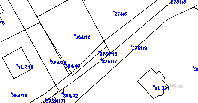Parcela st. 3751/19 v KÚ Klíčov u Mrákova, Katastrální mapa