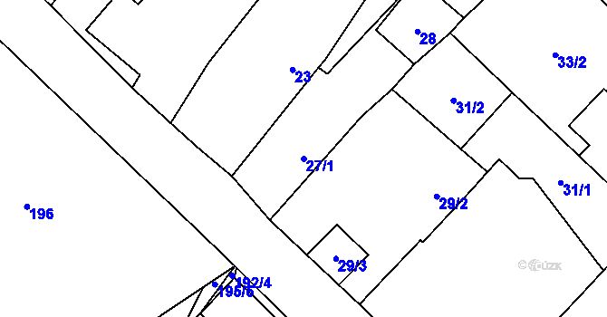 Parcela st. 27/1 v KÚ Klikov, Katastrální mapa