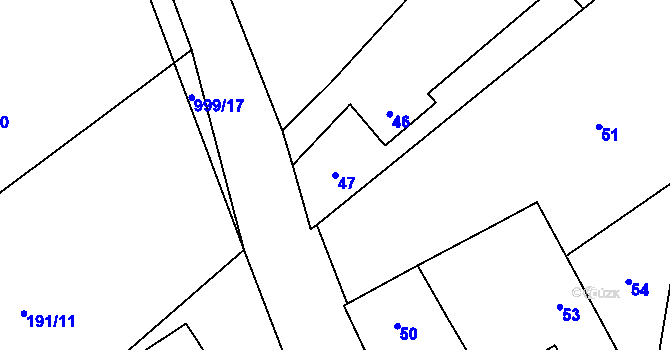 Parcela st. 47 v KÚ Klikov, Katastrální mapa