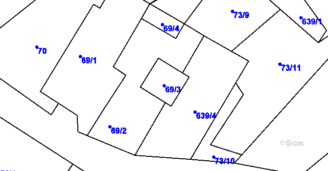 Parcela st. 69/3 v KÚ Klikov, Katastrální mapa