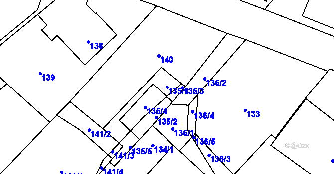 Parcela st. 135/1 v KÚ Klikov, Katastrální mapa