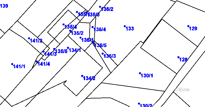 Parcela st. 136/3 v KÚ Klikov, Katastrální mapa