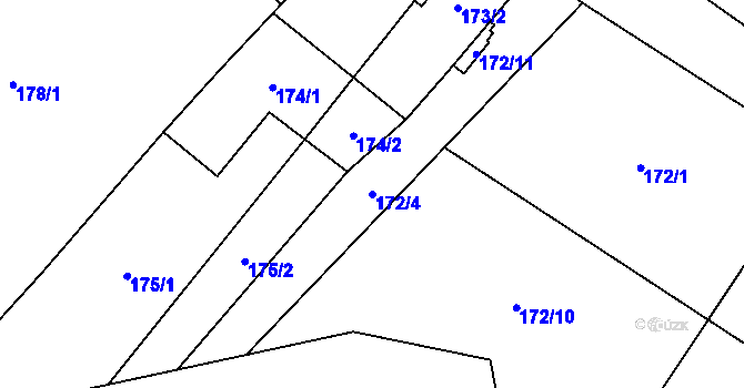 Parcela st. 172/4 v KÚ Klikov, Katastrální mapa