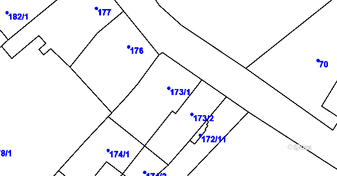 Parcela st. 173/1 v KÚ Klikov, Katastrální mapa