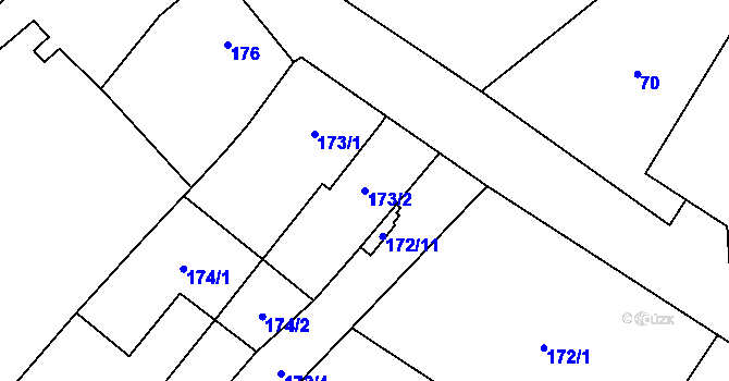 Parcela st. 173/2 v KÚ Klikov, Katastrální mapa