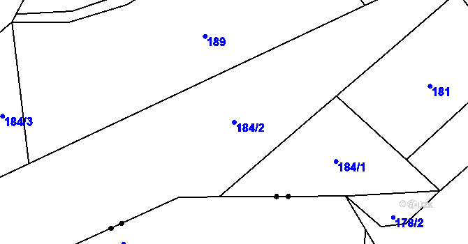 Parcela st. 184/2 v KÚ Klikov, Katastrální mapa