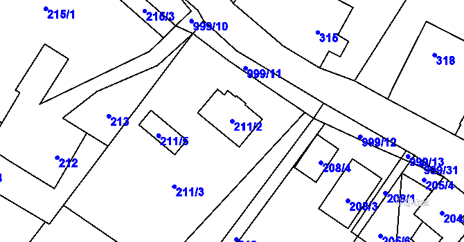 Parcela st. 211/2 v KÚ Klikov, Katastrální mapa