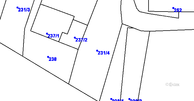Parcela st. 231/4 v KÚ Klikov, Katastrální mapa