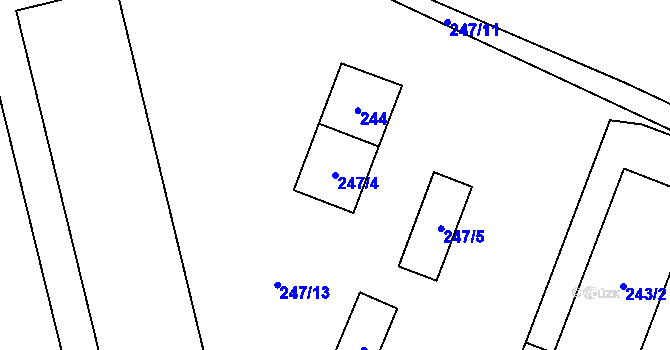 Parcela st. 247/4 v KÚ Klikov, Katastrální mapa