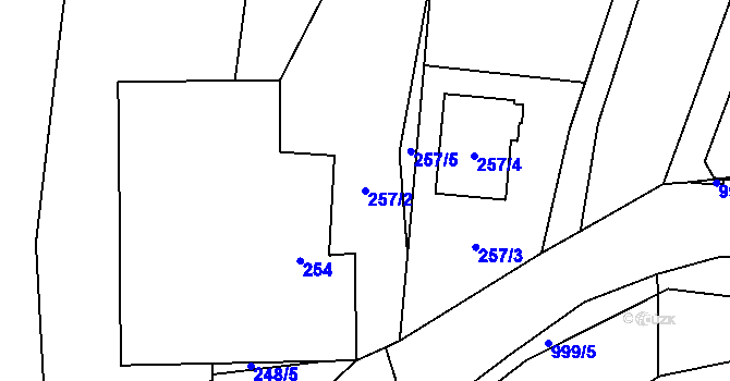 Parcela st. 257/2 v KÚ Klikov, Katastrální mapa