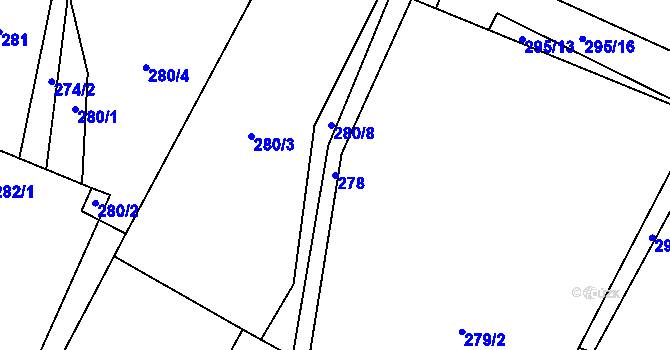 Parcela st. 278 v KÚ Klikov, Katastrální mapa