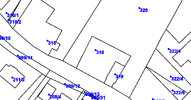Parcela st. 318 v KÚ Klikov, Katastrální mapa