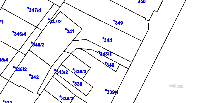 Parcela st. 343/1 v KÚ Klikov, Katastrální mapa