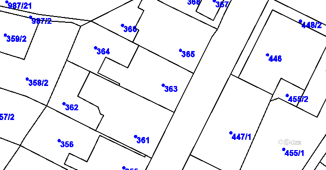 Parcela st. 363 v KÚ Klikov, Katastrální mapa