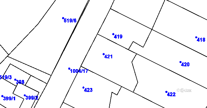 Parcela st. 421 v KÚ Klikov, Katastrální mapa