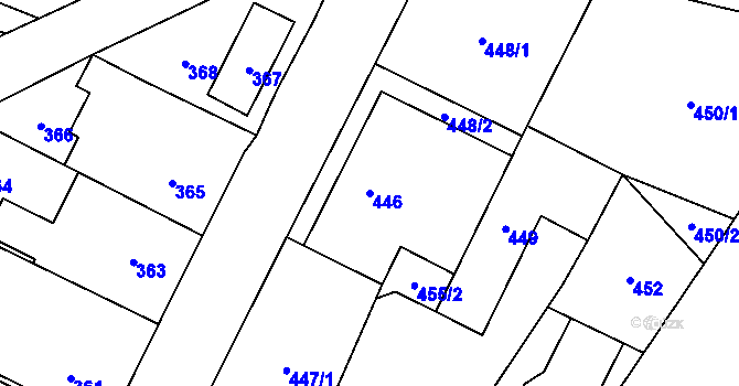 Parcela st. 446 v KÚ Klikov, Katastrální mapa