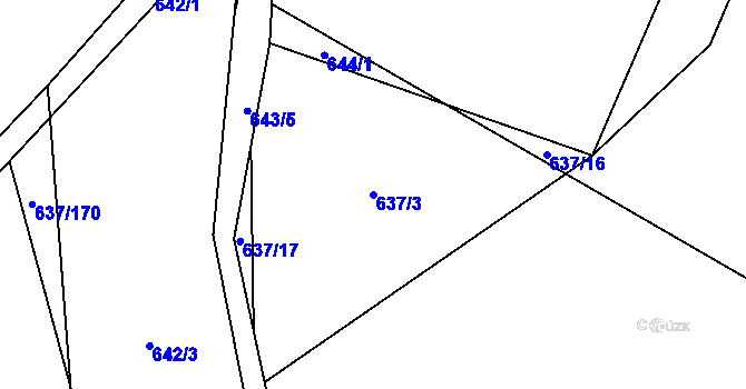 Parcela st. 637/3 v KÚ Klikov, Katastrální mapa