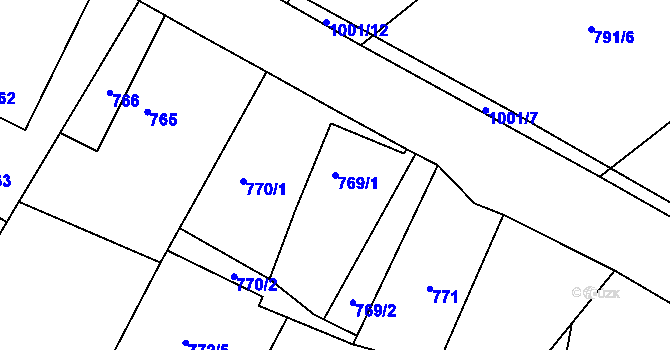 Parcela st. 769/1 v KÚ Klikov, Katastrální mapa