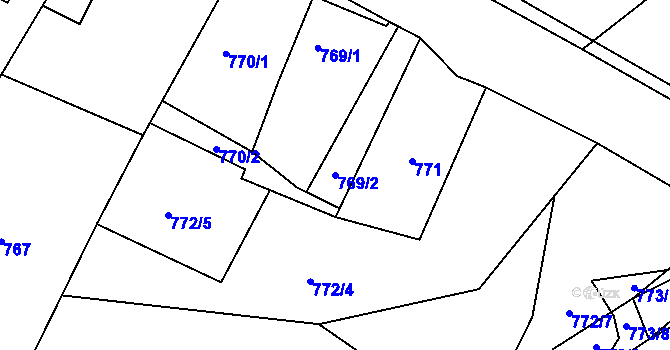 Parcela st. 769/2 v KÚ Klikov, Katastrální mapa