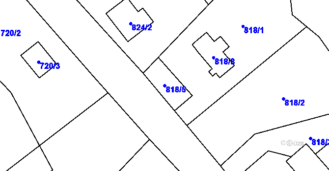 Parcela st. 818/5 v KÚ Klikov, Katastrální mapa