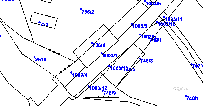 Parcela st. 1003/1 v KÚ Klikov, Katastrální mapa