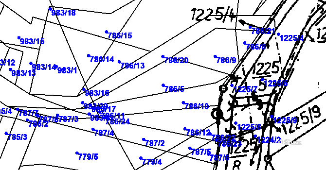 Parcela st. 786/5 v KÚ Klikov, Katastrální mapa