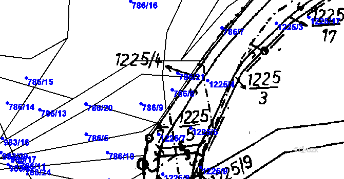 Parcela st. 786/8 v KÚ Klikov, Katastrální mapa