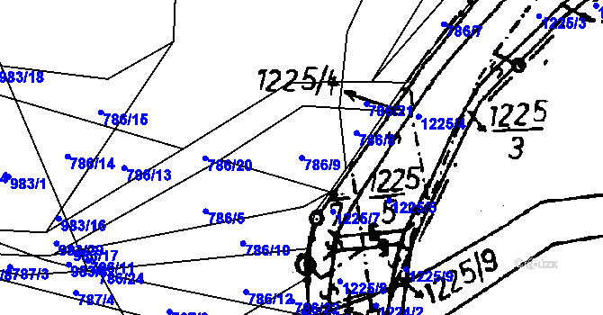Parcela st. 786/9 v KÚ Klikov, Katastrální mapa