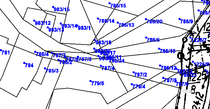 Parcela st. 786/11 v KÚ Klikov, Katastrální mapa