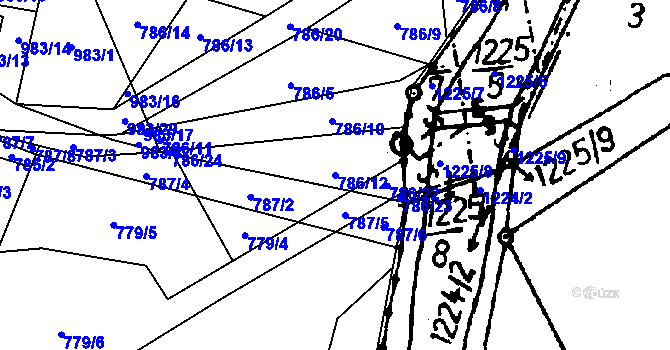 Parcela st. 786/12 v KÚ Klikov, Katastrální mapa
