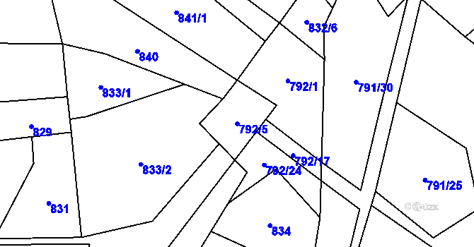 Parcela st. 792/5 v KÚ Klikov, Katastrální mapa
